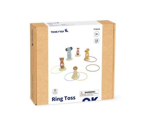 TOOKY TOY Rzut do Celu Drewniana Gra Zręcznościowa Obręcze 15 el.
