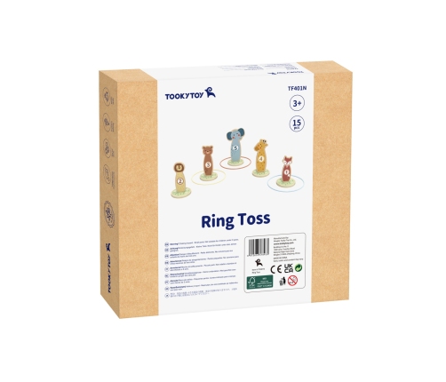 TOOKY TOY Rzut do Celu Drewniana Gra Zręcznościowa Obręcze 15 el.
