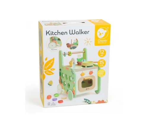 Classic World Drewniana Kuchnia 2w1 Pchacz Odkręcane Koła