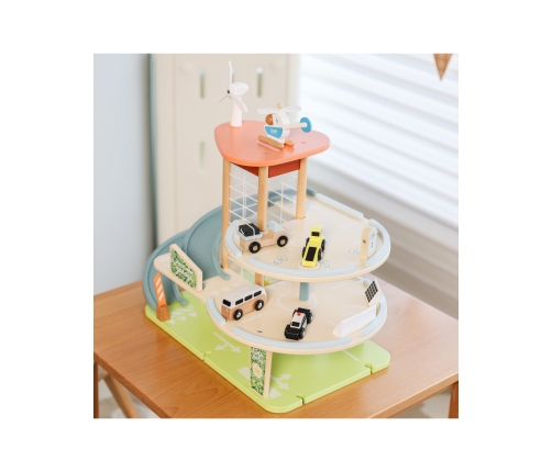 CLASSIC WORLD Drewniany 3 Poziomowy Garaż XL z Windą 