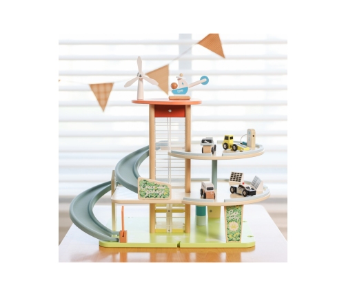 CLASSIC WORLD Drewniany 3 Poziomowy Garaż XL z Windą 