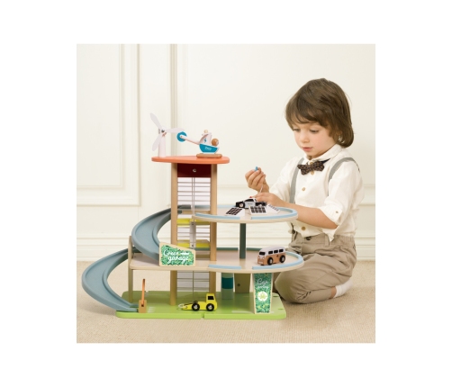 CLASSIC WORLD Drewniany 3 Poziomowy Garaż XL z Windą 