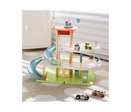 CLASSIC WORLD Drewniany 3 Poziomowy Garaż XL z Windą 