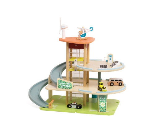 CLASSIC WORLD Drewniany 3 Poziomowy Garaż XL z Windą 