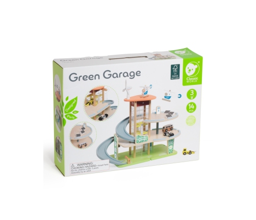 CLASSIC WORLD Drewniany 3 Poziomowy Garaż XL z Windą 