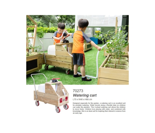 CLASSIC WORLD EDU Drewniany Wózek na Wodę do Podlewania + Wąż
