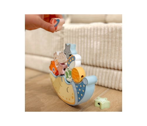 TOOKY TOY Kosmiczny Śpiący Księżyc Balansująca Układanka Drewniana Nawlekanka Montessori