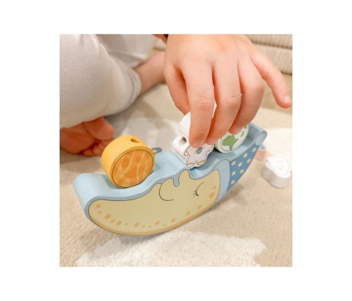 TOOKY TOY Kosmiczny Śpiący Księżyc Balansująca Układanka Drewniana Nawlekanka Montessori