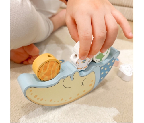 TOOKY TOY Kosmiczny Śpiący Księżyc Balansująca Układanka Drewniana Nawlekanka Montessori