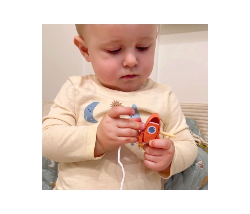 TOOKY TOY Kosmiczny Śpiący Księżyc Balansująca Układanka Drewniana Nawlekanka Montessori