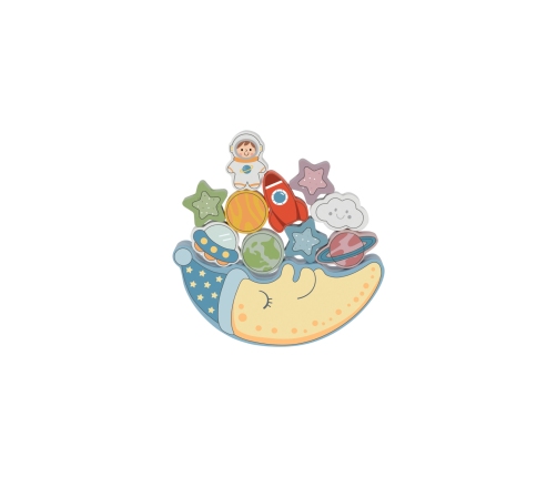 TOOKY TOY Kosmiczny Śpiący Księżyc Balansująca Układanka Drewniana Nawlekanka Montessori