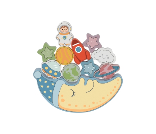 TOOKY TOY Kosmiczny Śpiący Księżyc Balansująca Układanka Drewniana Nawlekanka Montessori