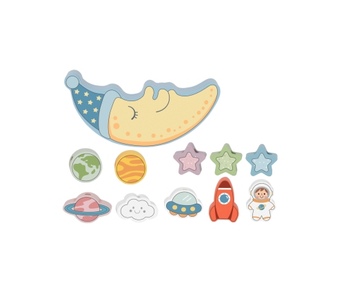 TOOKY TOY Kosmiczny Śpiący Księżyc Balansująca Układanka Drewniana Nawlekanka Montessori