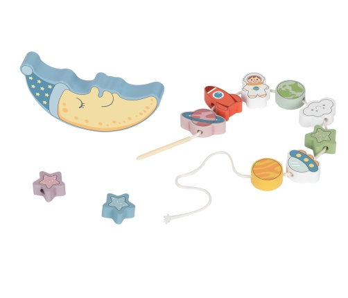 TOOKY TOY Kosmiczny Śpiący Księżyc Balansująca Układanka Drewniana Nawlekanka Montessori