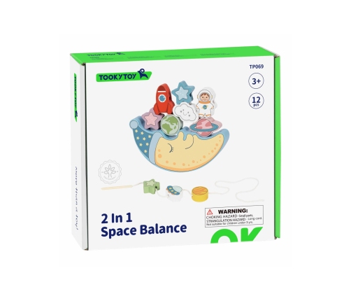 TOOKY TOY Kosmiczny Śpiący Księżyc Balansująca Układanka Drewniana Nawlekanka Montessori