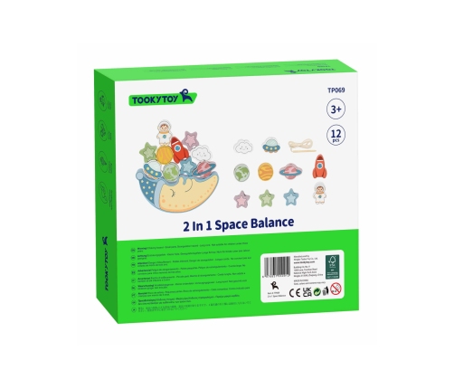 TOOKY TOY Kosmiczny Śpiący Księżyc Balansująca Układanka Drewniana Nawlekanka Montessori