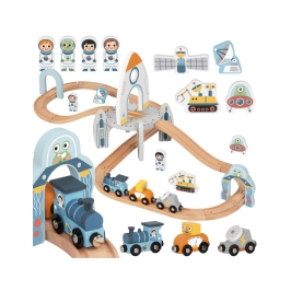 TOOKY TOY Drewniana Kolejka Kosmiczna Zestaw Tory