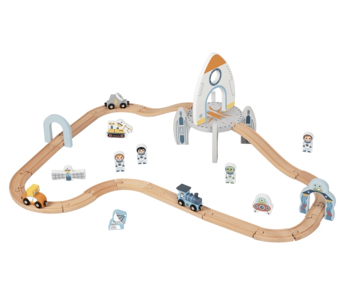 TOOKY TOY Drewniana Kolejka Kosmiczna Zestaw Tory