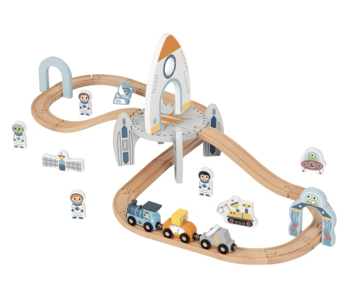 TOOKY TOY Drewniana Kolejka Kosmiczna Zestaw Tory