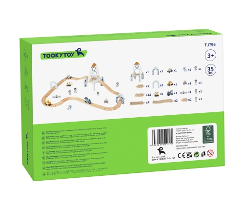 TOOKY TOY Drewniana Kolejka Kosmiczna Zestaw Tory