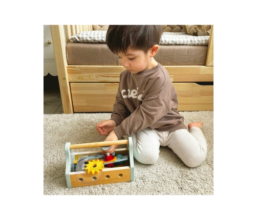 TOOKY TOY Drewniana Skrzynka z Narzędziami Zestaw 18 el.