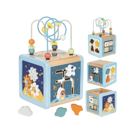 TOOKY TOY Drewniana Kostka Aktywności Kosmos Sorter Labirynt