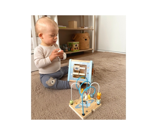 TOOKY TOY Drewniana Kostka Aktywności Kosmos Sorter Labirynt