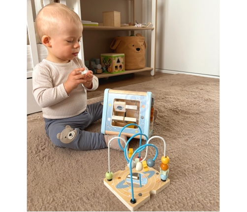 TOOKY TOY Drewniana Kostka Aktywności Kosmos Sorter Labirynt