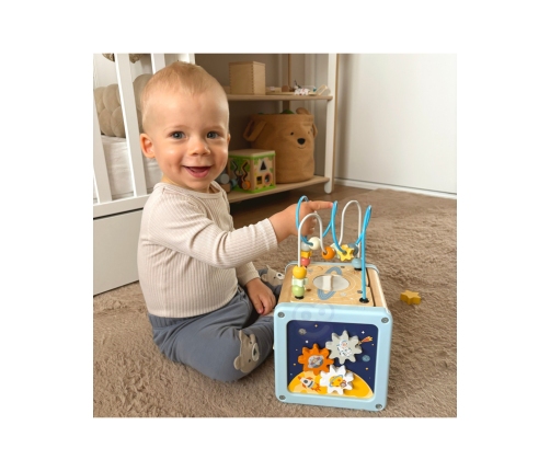 TOOKY TOY Drewniana Kostka Aktywności Kosmos Sorter Labirynt