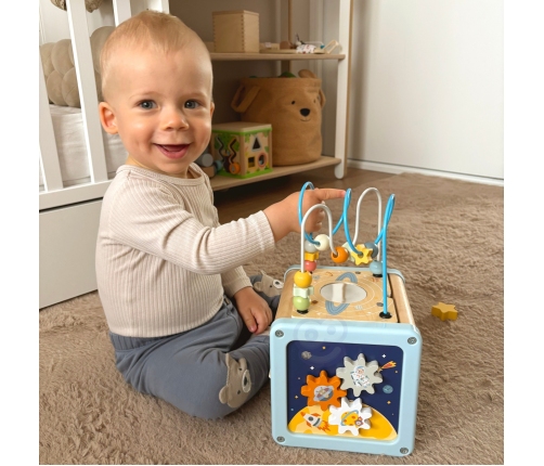 TOOKY TOY Drewniana Kostka Aktywności Kosmos Sorter Labirynt