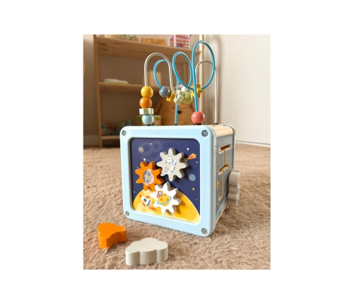 TOOKY TOY Drewniana Kostka Aktywności Kosmos Sorter Labirynt