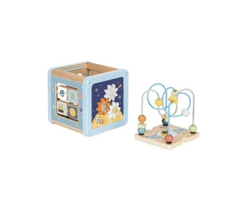 TOOKY TOY Drewniana Kostka Aktywności Kosmos Sorter Labirynt