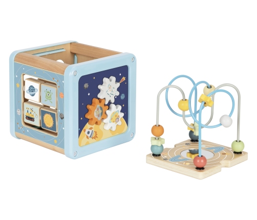 TOOKY TOY Drewniana Kostka Aktywności Kosmos Sorter Labirynt