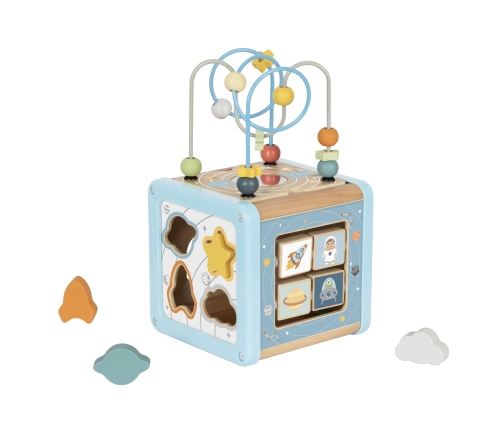TOOKY TOY Drewniana Kostka Aktywności Kosmos Sorter Labirynt