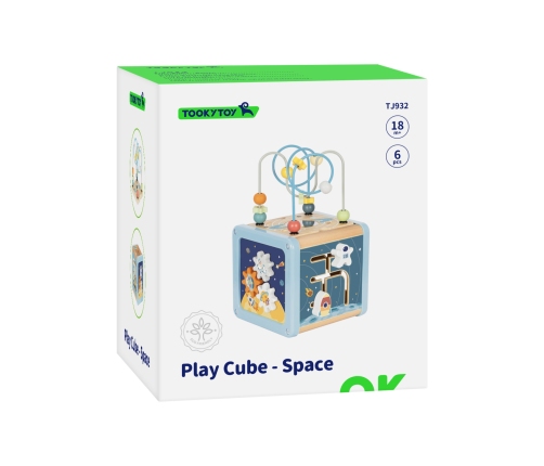 TOOKY TOY Drewniana Kostka Aktywności Kosmos Sorter Labirynt