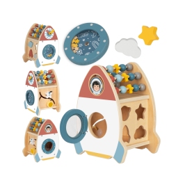 TOOKY TOY Kosmiczna Rakieta Aktywności Sorter Labirynt Drewniany