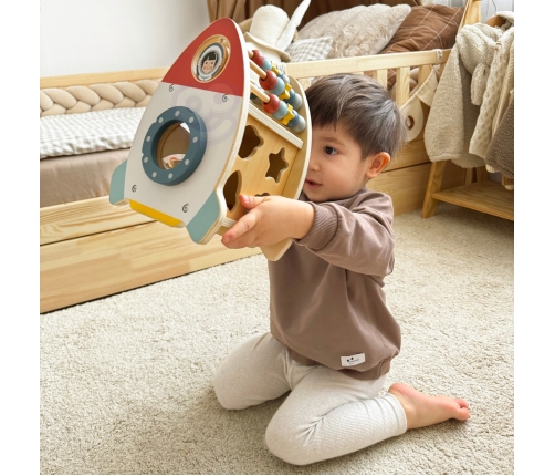 TOOKY TOY Kosmiczna Rakieta Aktywności Sorter Labirynt Drewniany