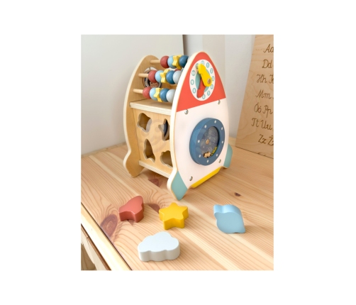 TOOKY TOY Kosmiczna Rakieta Aktywności Sorter Labirynt Drewniany