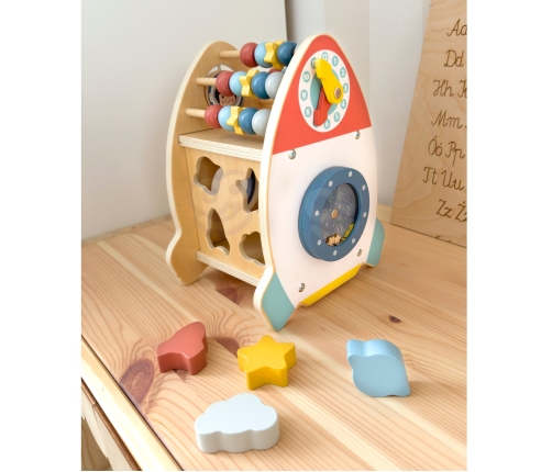 TOOKY TOY Kosmiczna Rakieta Aktywności Sorter Labirynt Drewniany