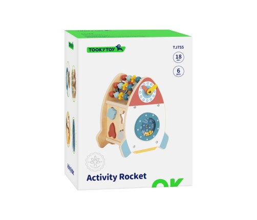TOOKY TOY Kosmiczna Rakieta Aktywności Sorter Labirynt Drewniany
