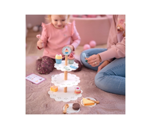 TOOKY TOY Patera Słodkości Drewniany Stojak Babeczki Ciasta