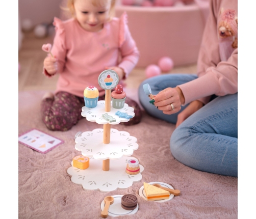 TOOKY TOY Patera Słodkości Drewniany Stojak Babeczki Ciasta