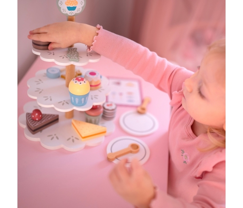 TOOKY TOY Patera Słodkości Drewniany Stojak Babeczki Ciasta