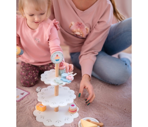 TOOKY TOY Patera Słodkości Drewniany Stojak Babeczki Ciasta