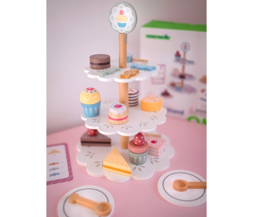 TOOKY TOY Patera Słodkości Drewniany Stojak Babeczki Ciasta