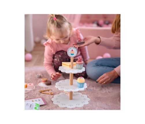 TOOKY TOY Patera Słodkości Drewniany Stojak Babeczki Ciasta