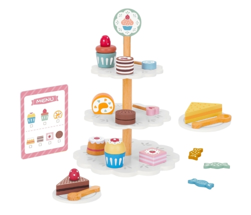 TOOKY TOY Patera Słodkości Drewniany Stojak Babeczki Ciasta