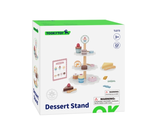 TOOKY TOY Patera Słodkości Drewniany Stojak Babeczki Ciasta