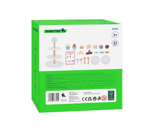 TOOKY TOY Patera Słodkości Drewniany Stojak Babeczki Ciasta