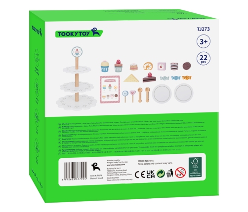 TOOKY TOY Patera Słodkości Drewniany Stojak Babeczki Ciasta